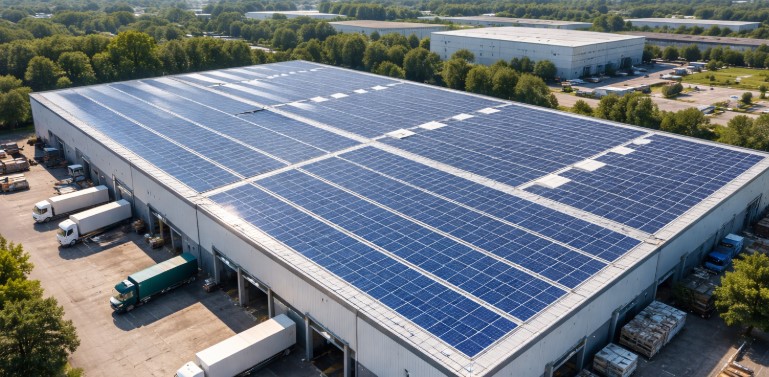 Nave industrial placas solares IA