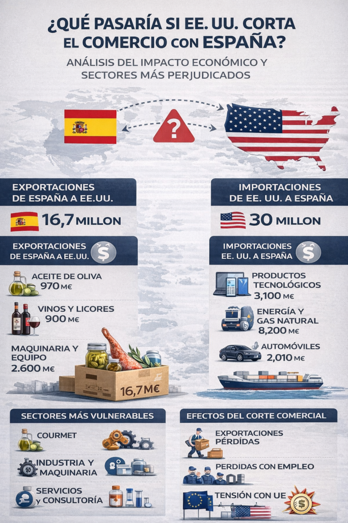 Infografía Comercio España EE. UU.: impacto económico
